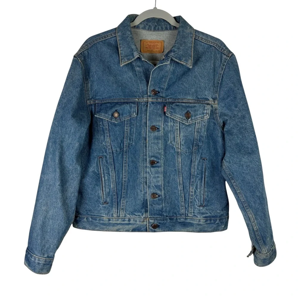Levi Strauss Men's Blue‎ Denim Trucker Jacket Made in USA Vintage Size 44R